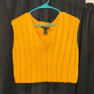 Yellow V-Neck Ribbed Sweater Vest